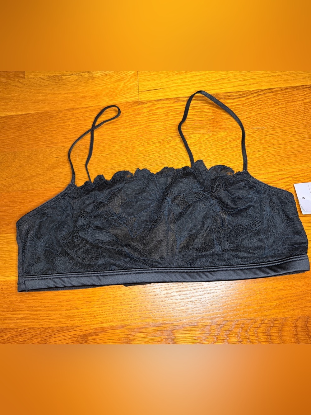 NWT Auden Black Floral Lace Longline Bralette Bra M